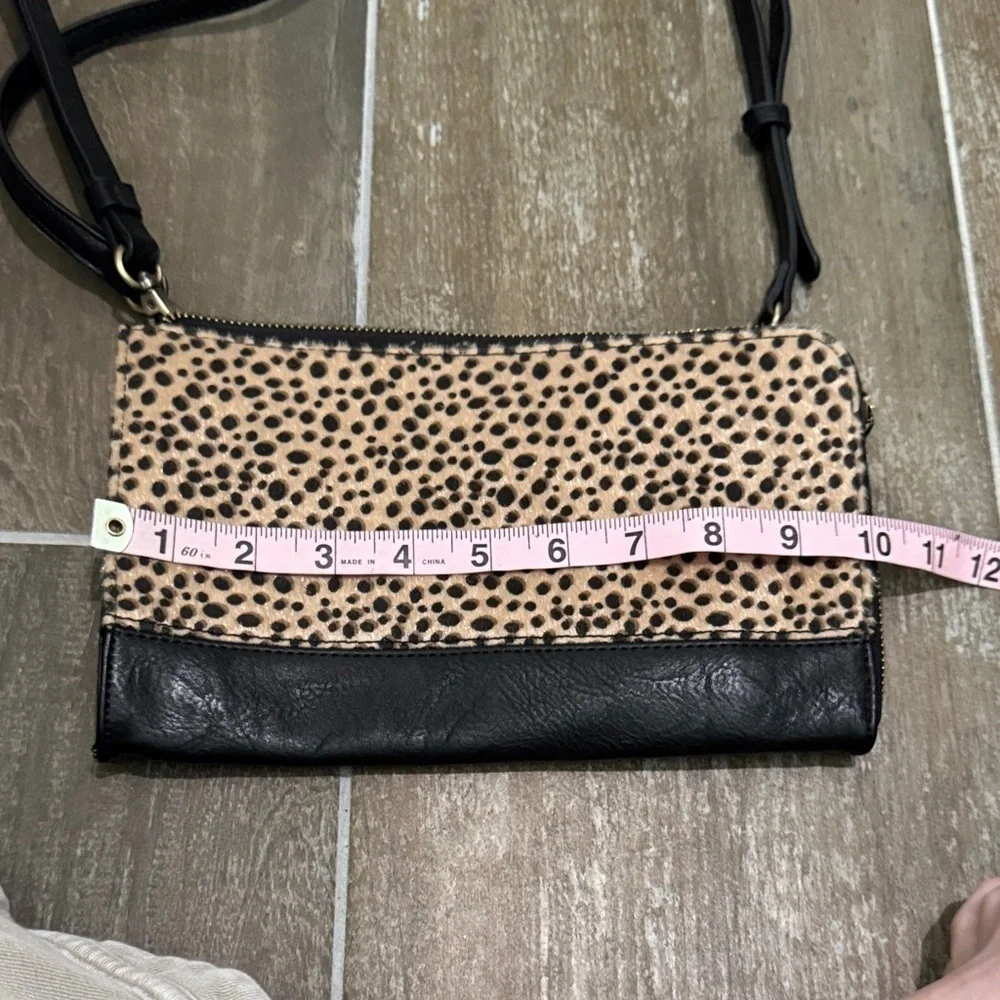 Joy Susan Black and Tan Spotted Clutch